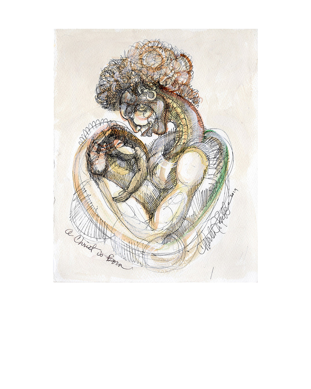 A Christ Is Born — original artwork by Charles A. Bibbs