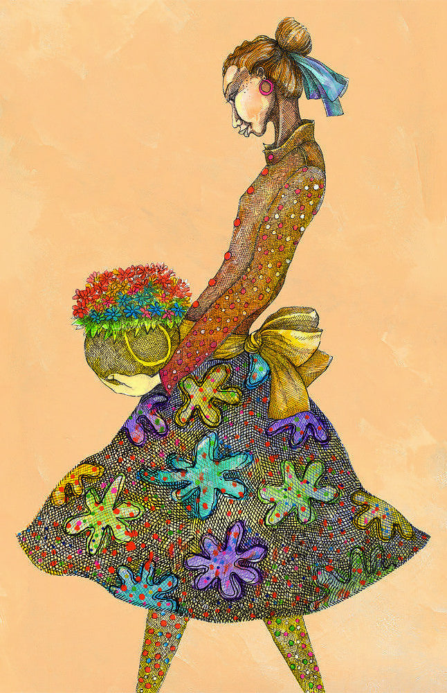 Detail of Girl With Daisies by Charles A. Bibbs