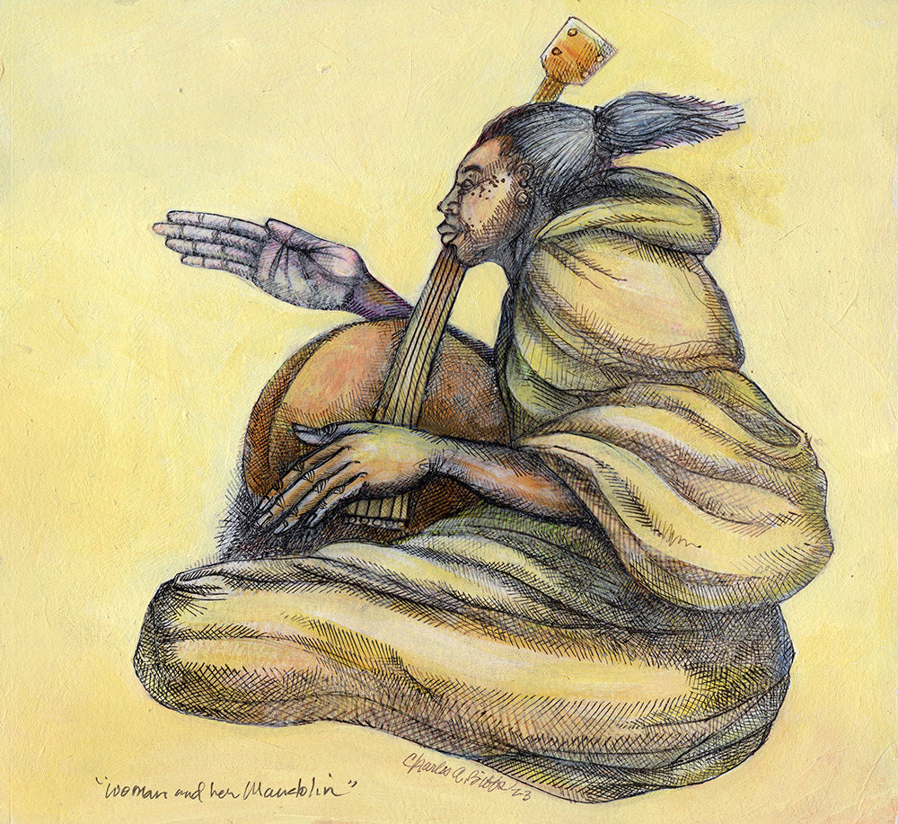 Detail of Woman On Her Mandolin by Charles A. Bibbs
