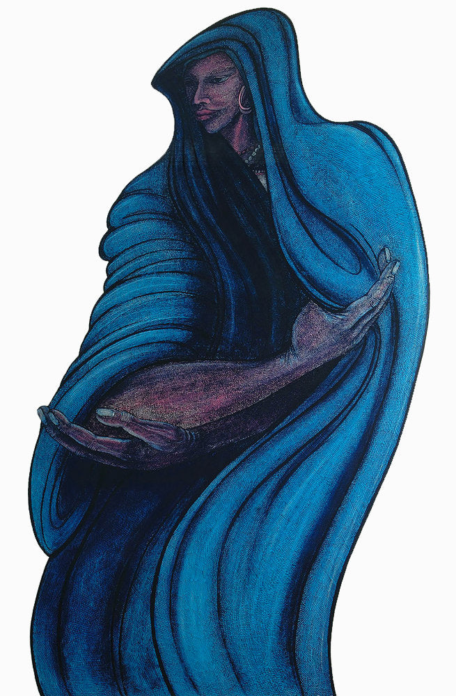 Detail of The Woman In Blue by Charles A. Bibbs
