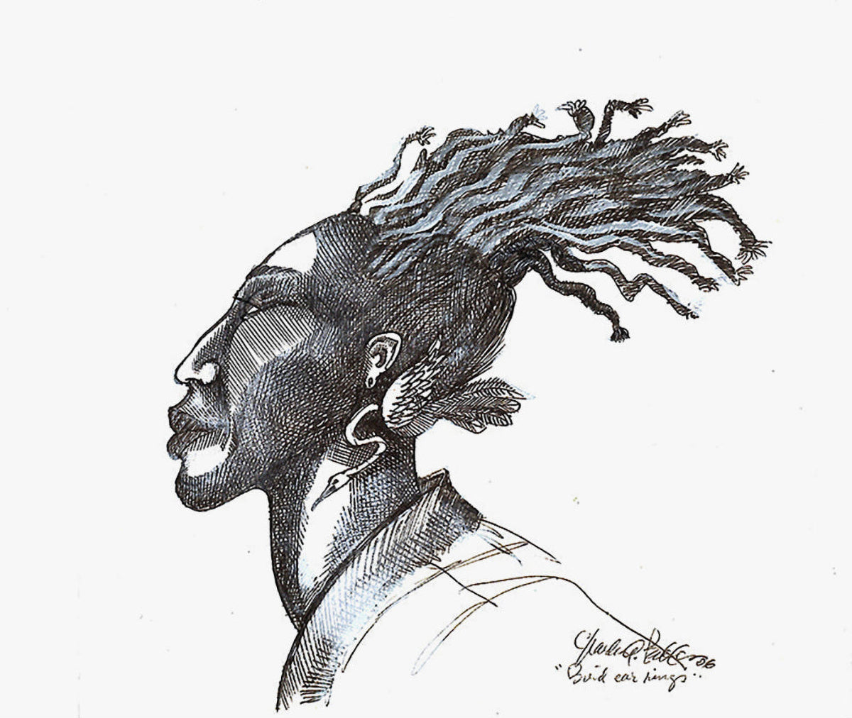 Detail of Bird Earrings by Charles A. Bibbs