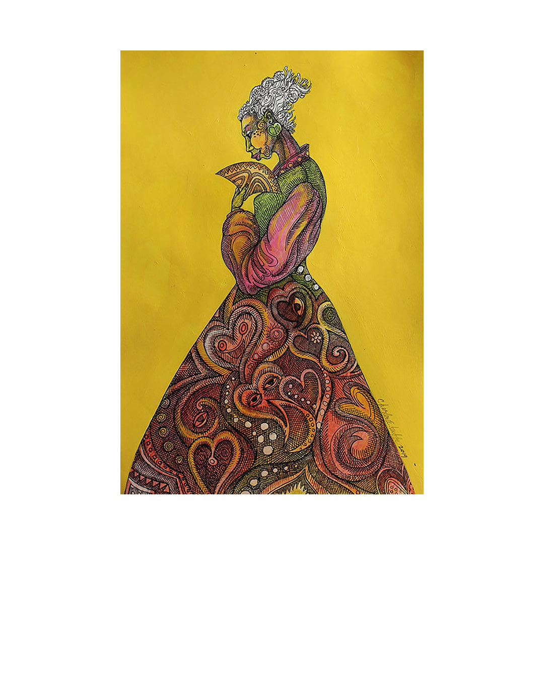 Lady With Fan — original artwork by Charles A. Bibbs