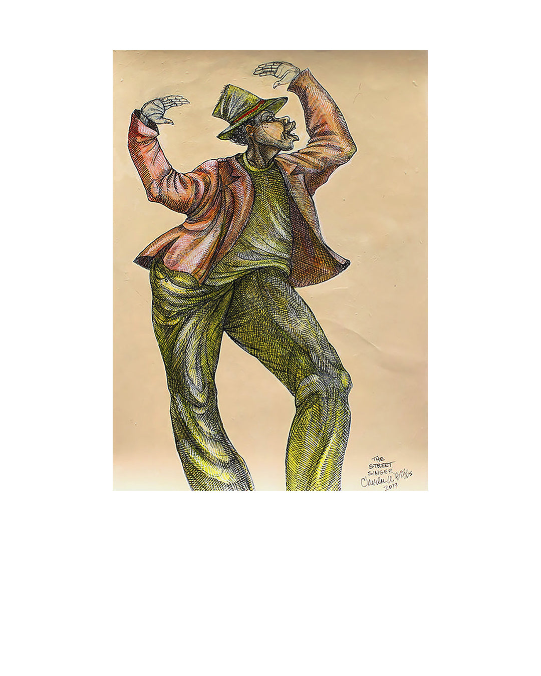 The Street Singer — original artwork by Charles A. Bibbs