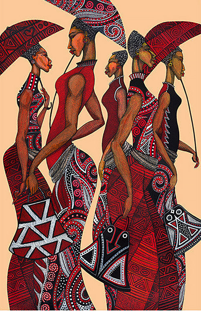 Detail of Parasol Parade In Red by Charles A. Bibbs