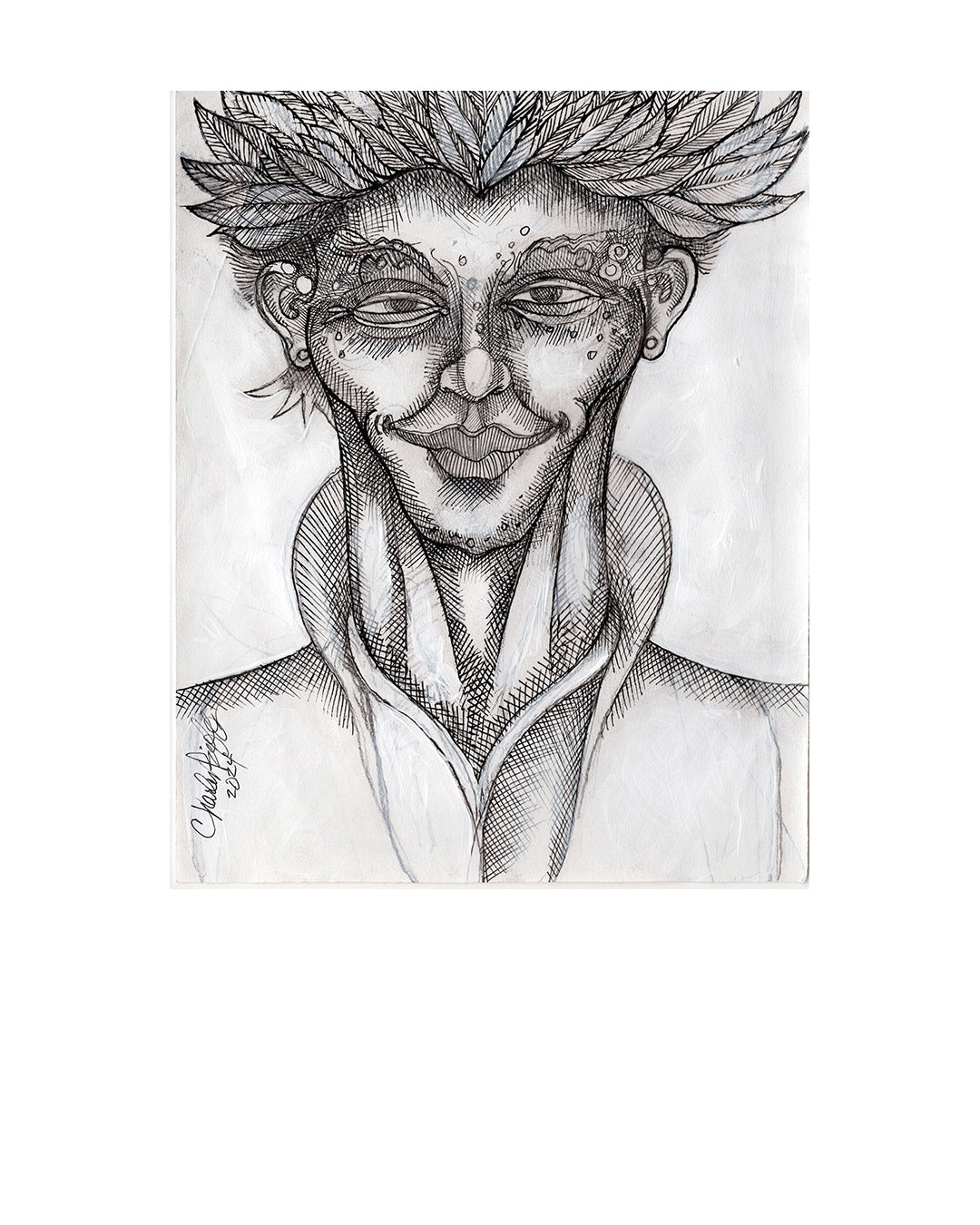 Feathers In My Hair — original artwork by Charles A. Bibbs