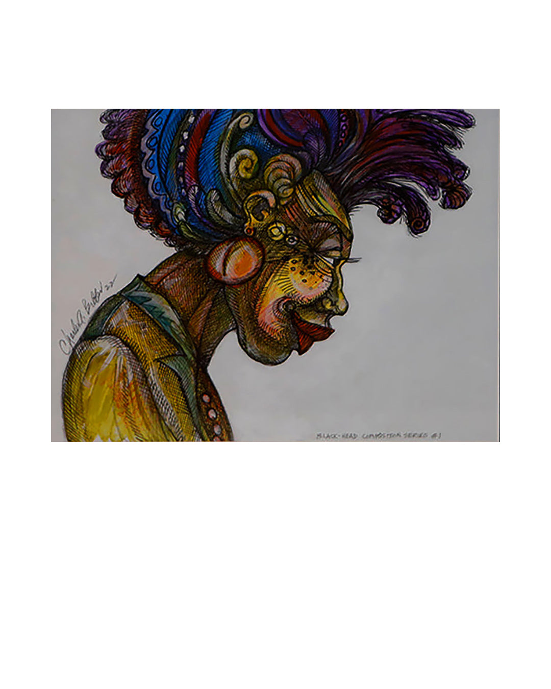 Black Head Composition Series # 1 — original artwork by Charles A. Bibbs