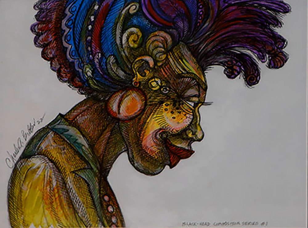 Detail of Black Head Composition Series # 1 by Charles A. Bibbs