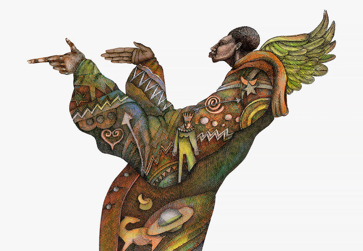Detail of Mystic Man With Wings by Charles A. Bibbs
