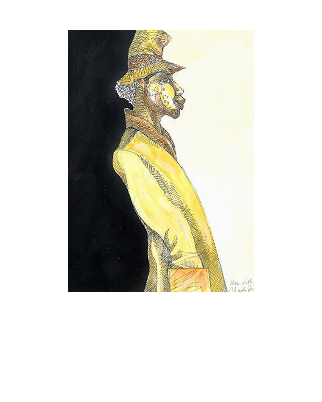 Man Wearing Stove Pipe Hat — original artwork by Charles A. Bibbs