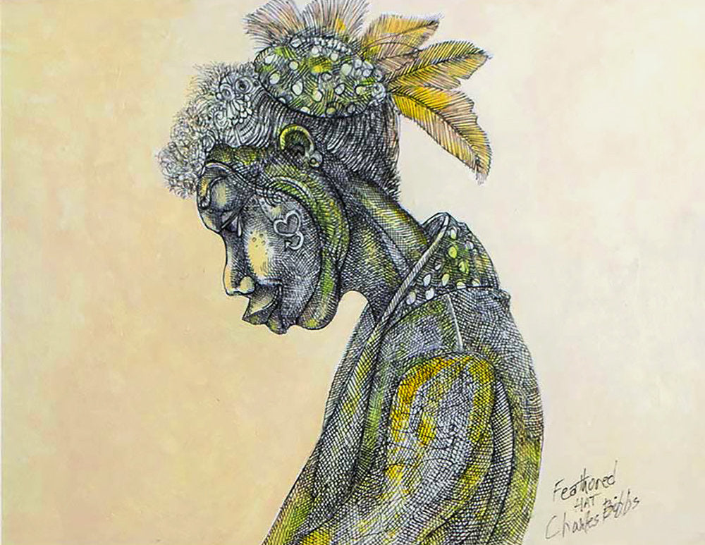 Detail of Feathered Hat by Charles A. Bibbs