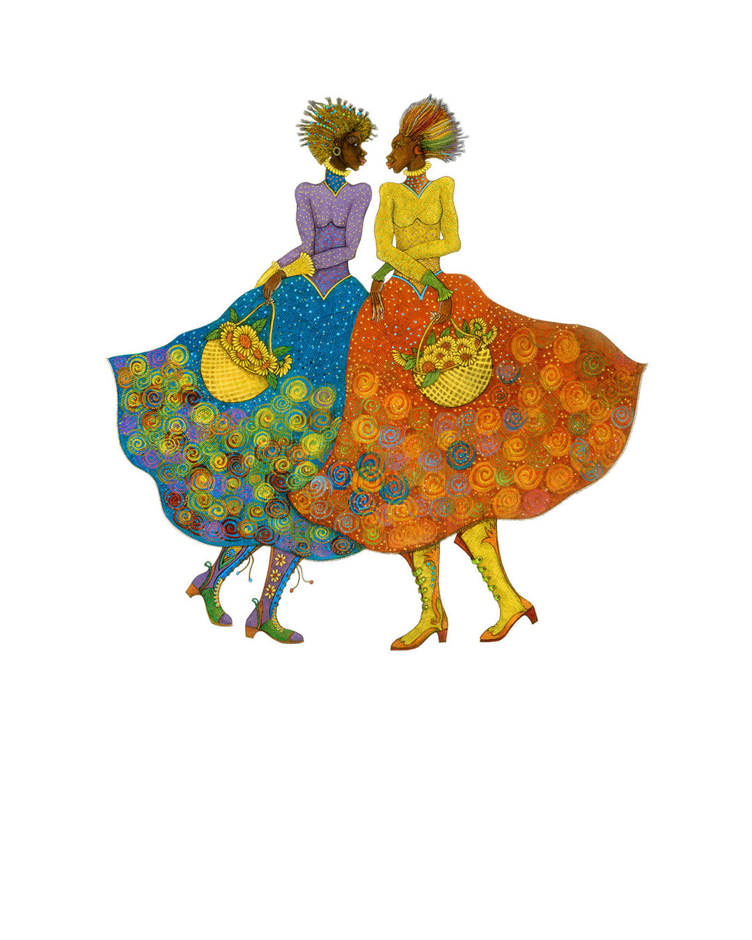 Sunflower Girls — original artwork by Charles A. Bibbs