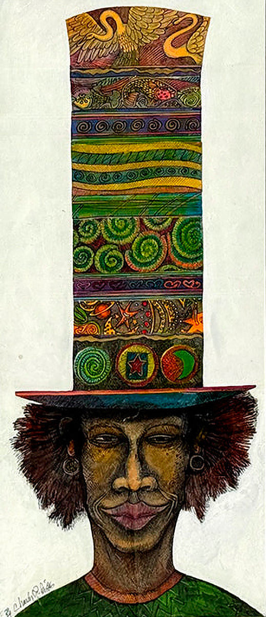 Detail of Man And His Tall Hat by Charles A. Bibbs