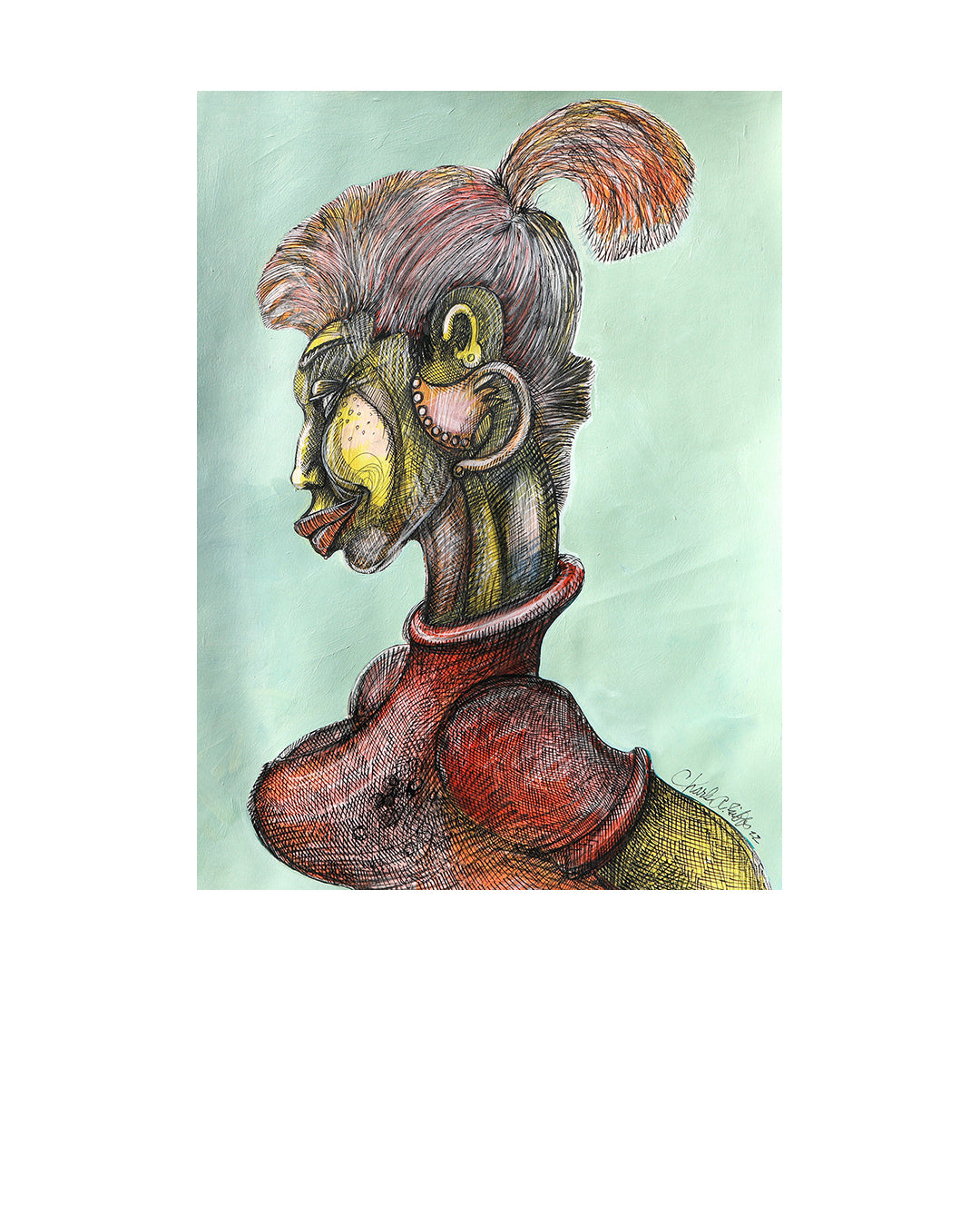 The Red Turtleneck — original artwork by Charles A. Bibbs