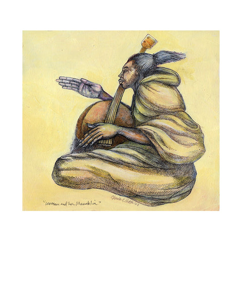 Woman On Her Mandolin — original artwork by Charles A. Bibbs