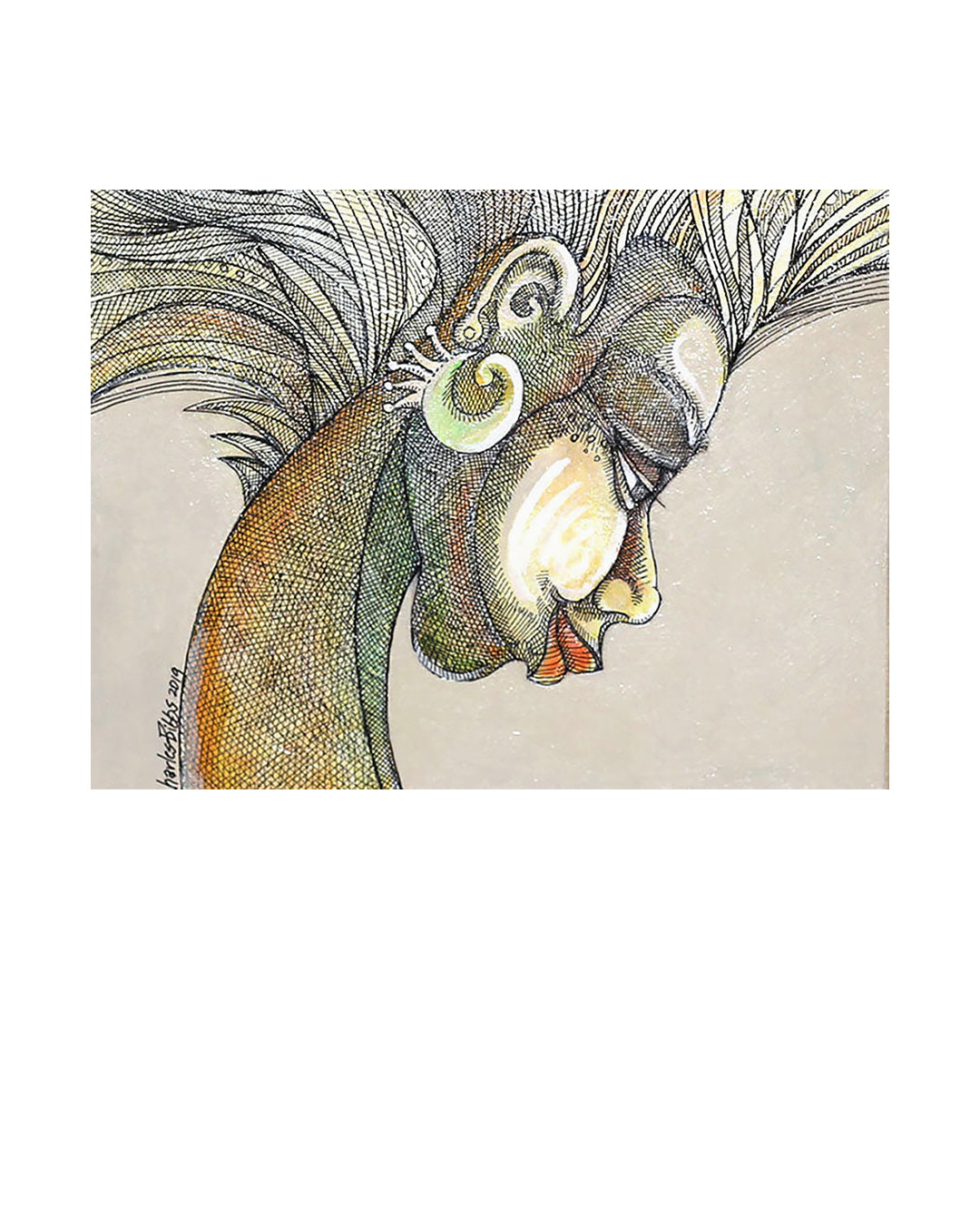 Lady With White Hair — original artwork by Charles A. Bibbs