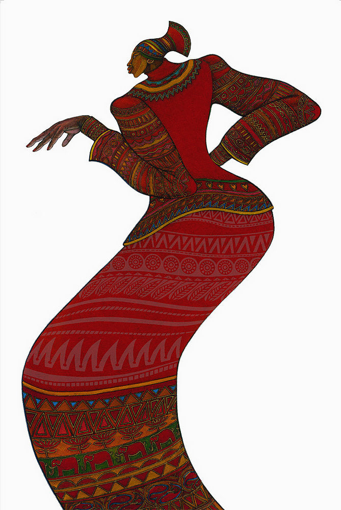 Detail of Lady In Red by Charles A. Bibbs