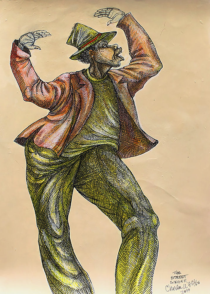 Detail of The Street Singer by Charles A. Bibbs
