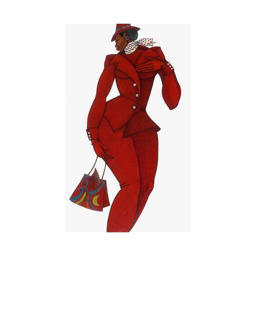 Ebony In Red — original artwork by Charles A. Bibbs
