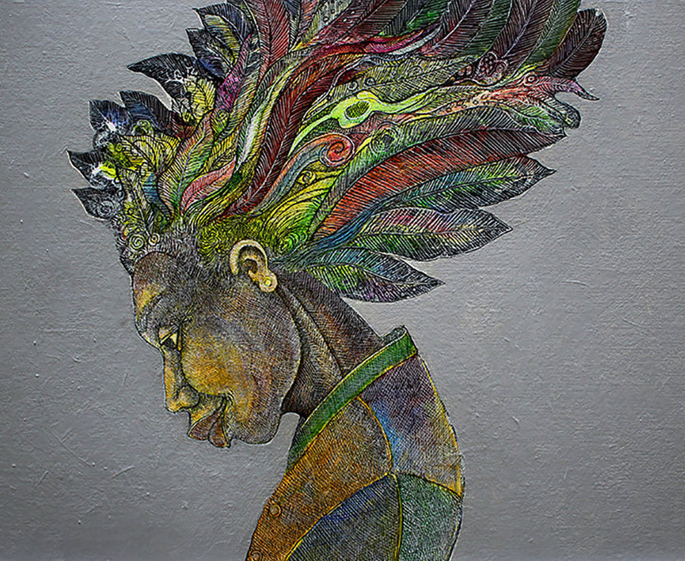 Detail of Feathered Hair by Charles A. Bibbs