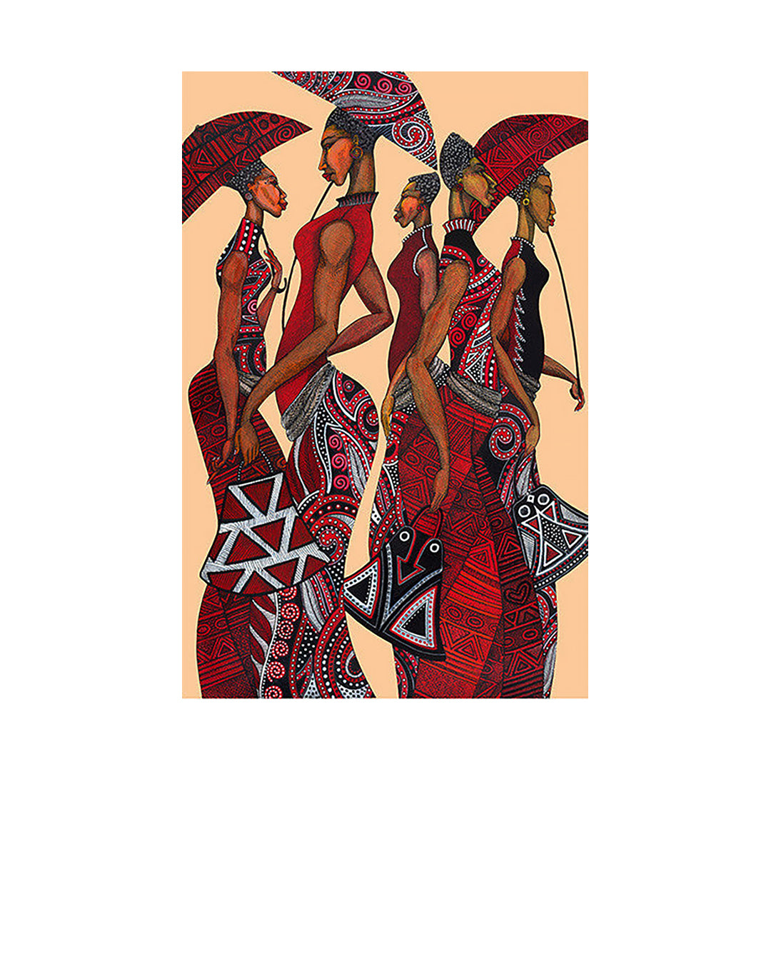 Parasol Parade In Red — original artwork by Charles A. Bibbs