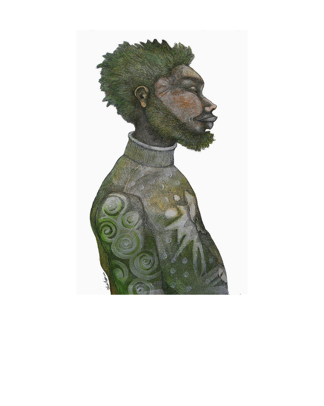 Man With Green Hair — original artwork by Charles A. Bibbs