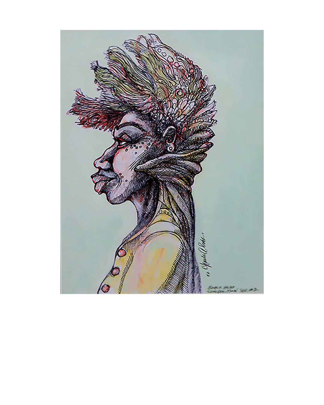 Black Head Composition #2 — original artwork by Charles A. Bibbs