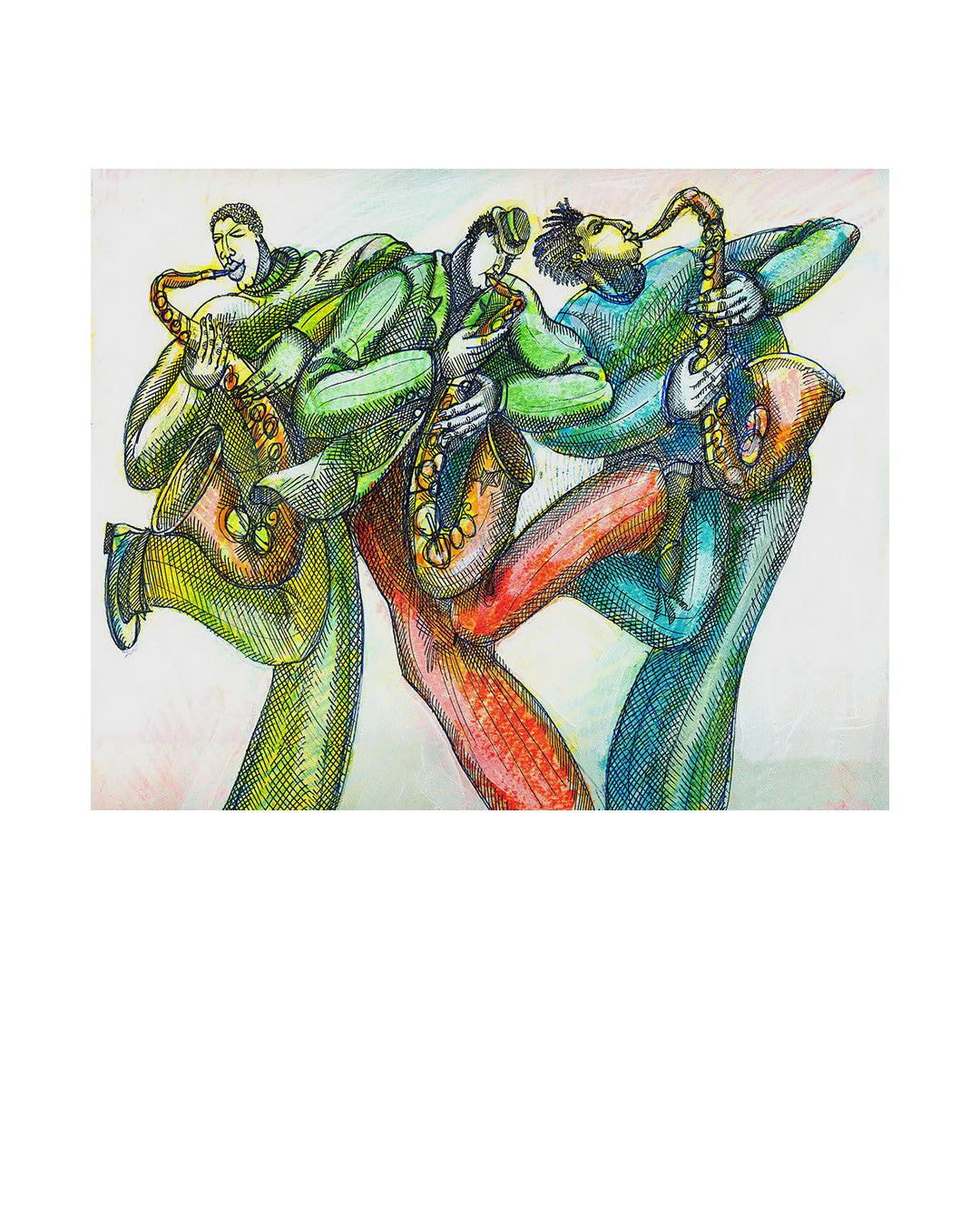 Blow Sax — original artwork by Charles A. Bibbs
