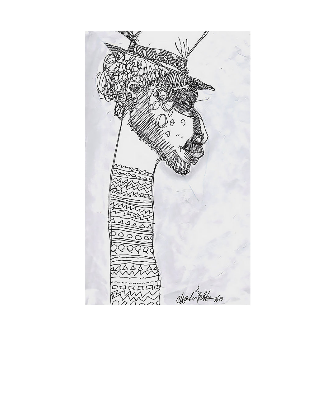 Long Neck Man — original artwork by Charles A. Bibbs