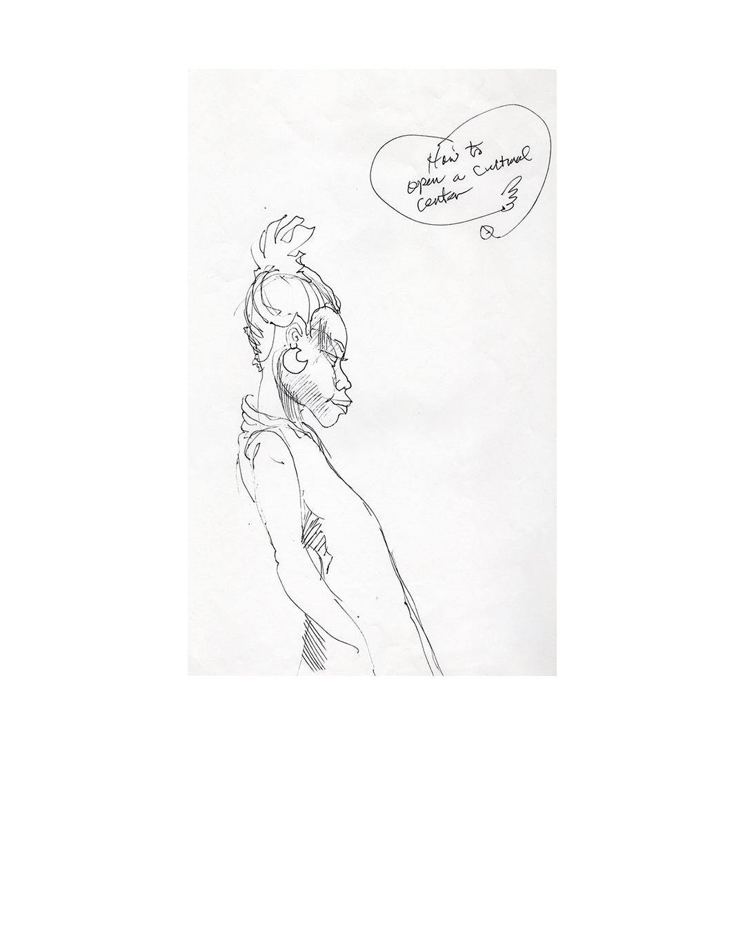 Girl With Crescent Earrings — original artwork by Charles A. Bibbs