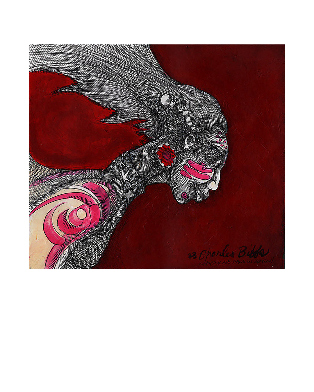 Crimson and Face In Motion — original artwork by Charles A. Bibbs