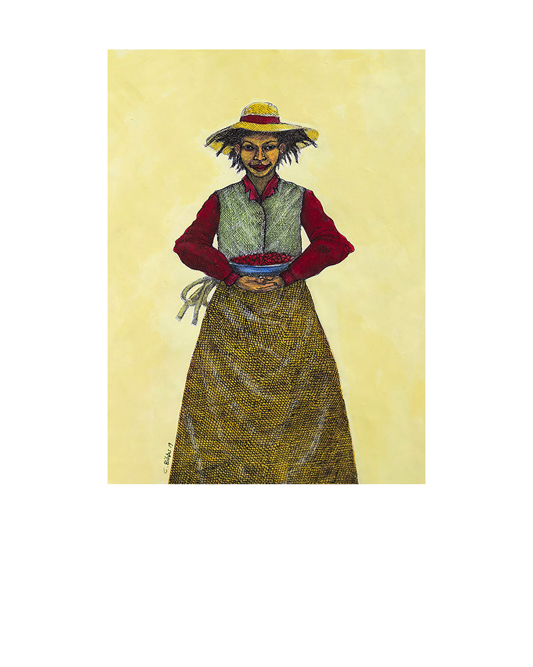 Woman With Cherries — original artwork by Charles A. Bibbs