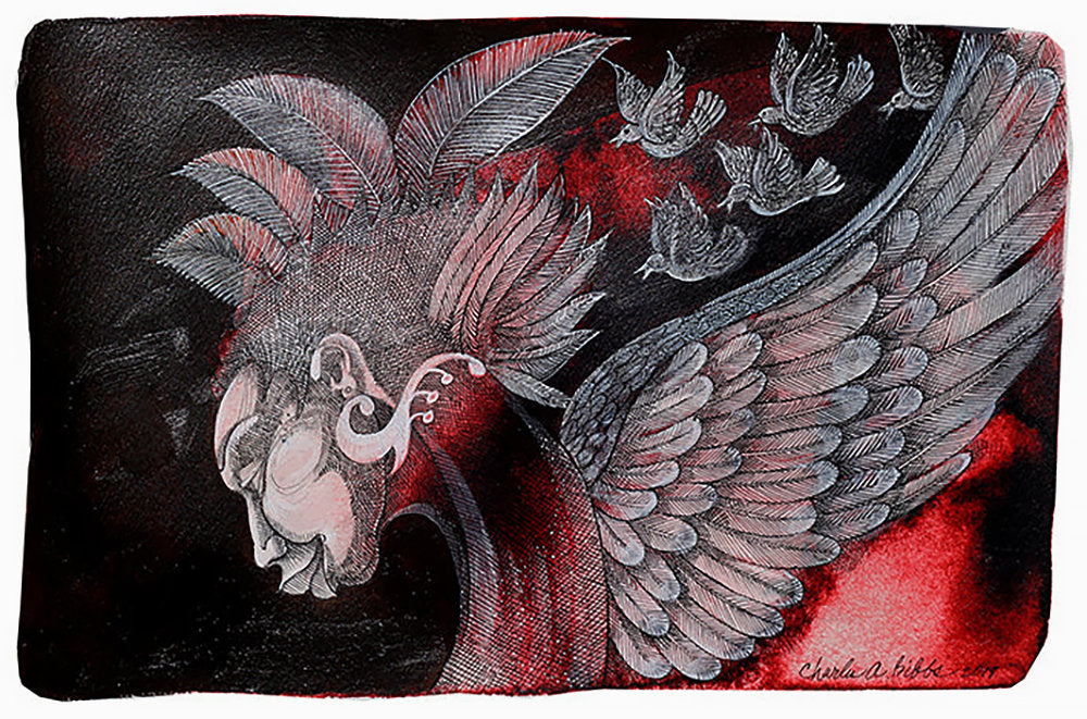 Detail of Angel With Birds by Charles A. Bibbs