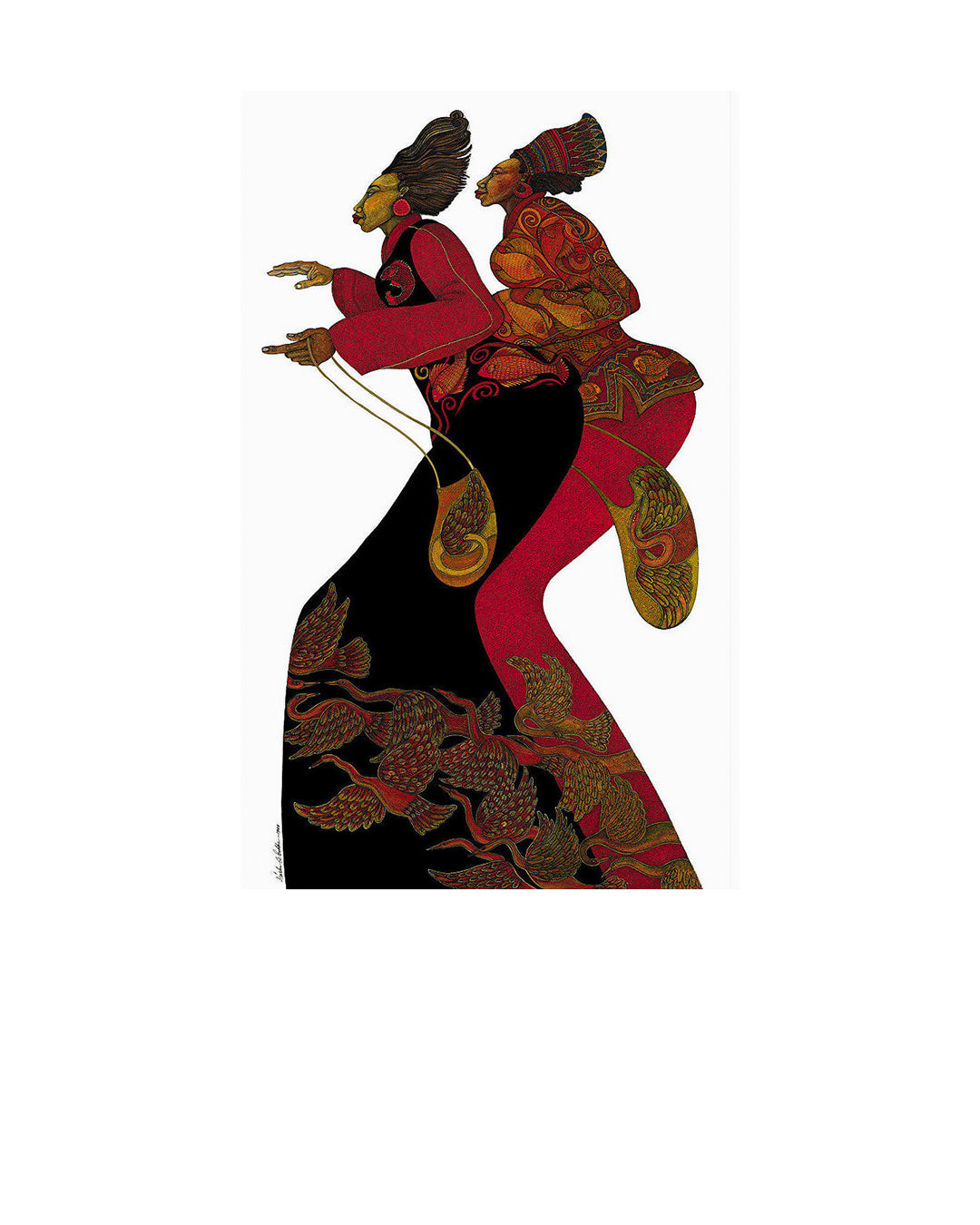 Ladies In Red — original artwork by Charles A. Bibbs