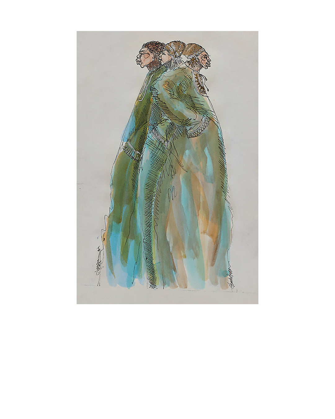 Two Men And A Lady — original artwork by Charles A. Bibbs