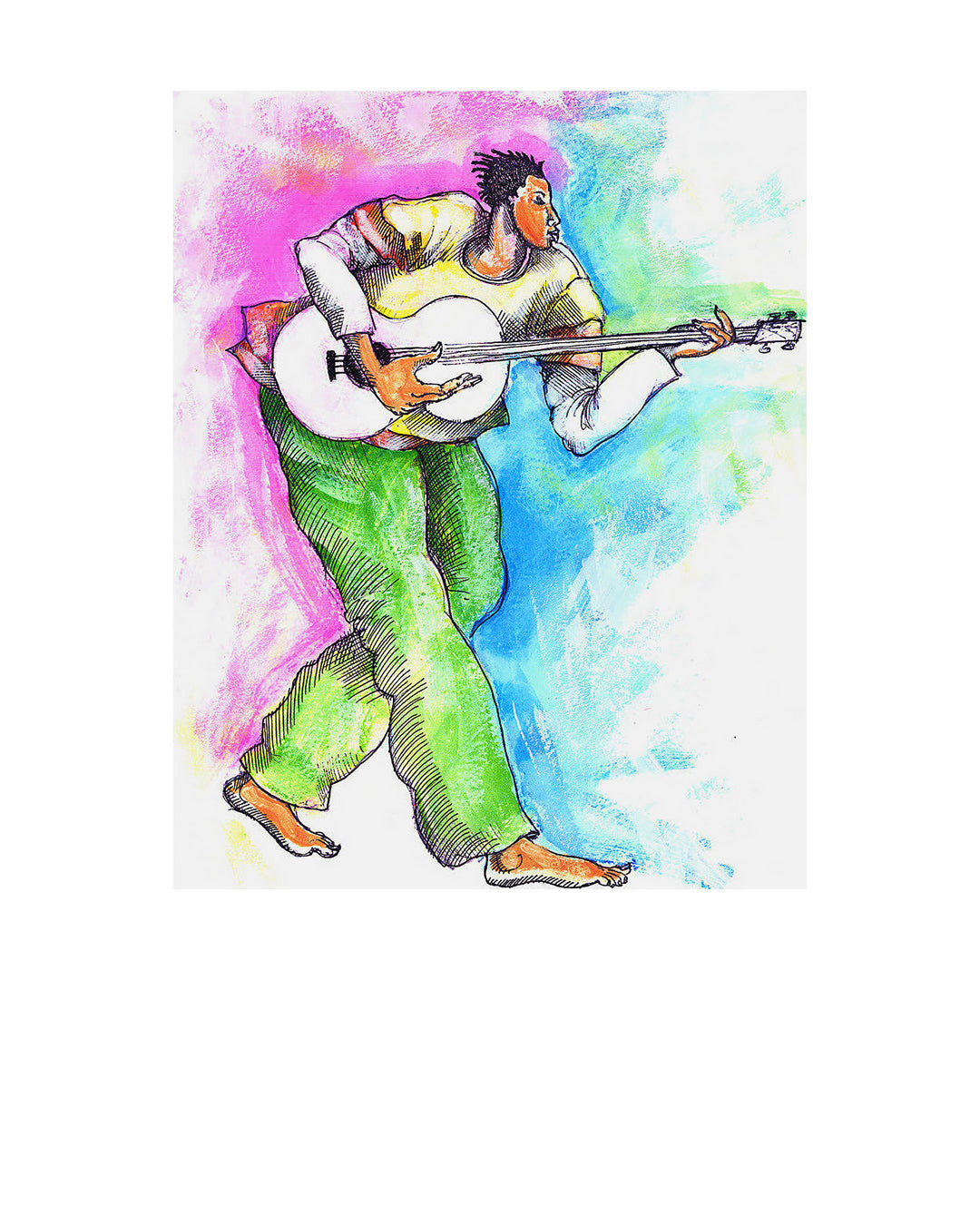 The Barefoot Player — original artwork by Charles A. Bibbs