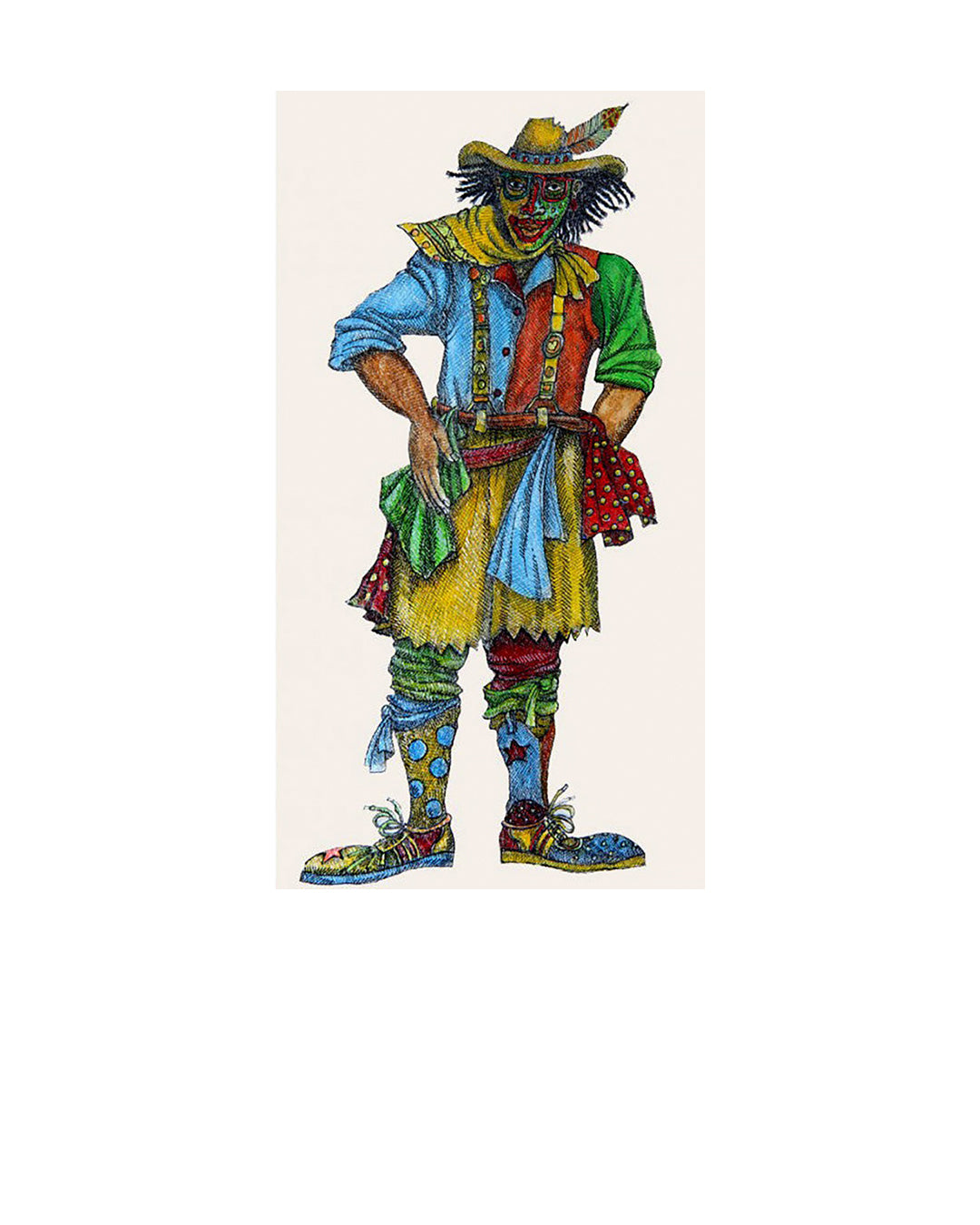 Rodeo Clown With Dreads — original artwork by Charles A. Bibbs