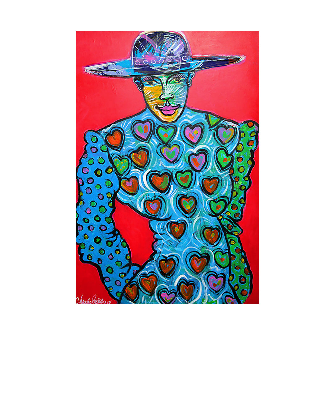 Woman Wearing Hearts — original artwork by Charles A. Bibbs