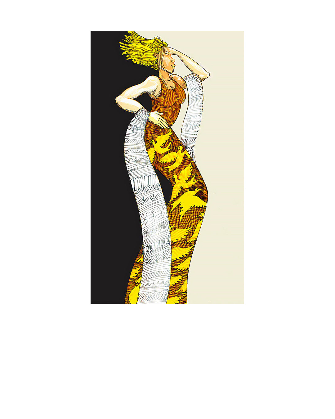 Yellow Lady — original artwork by Charles A. Bibbs