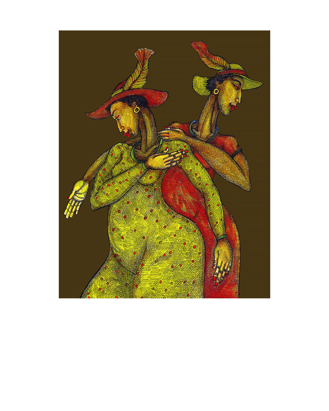 Feathered Hats — original artwork by Charles A. Bibbs