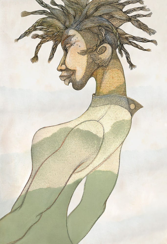 Detail of Woman With Green Hair by Charles A. Bibbs