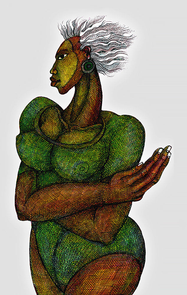 Detail of Woman With White Hair #2 by Charles A. Bibbs