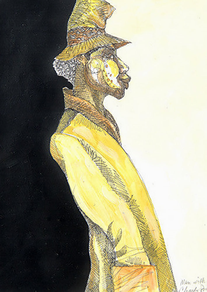 Detail of Man Wearing Stove Pipe Hat by Charles A. Bibbs