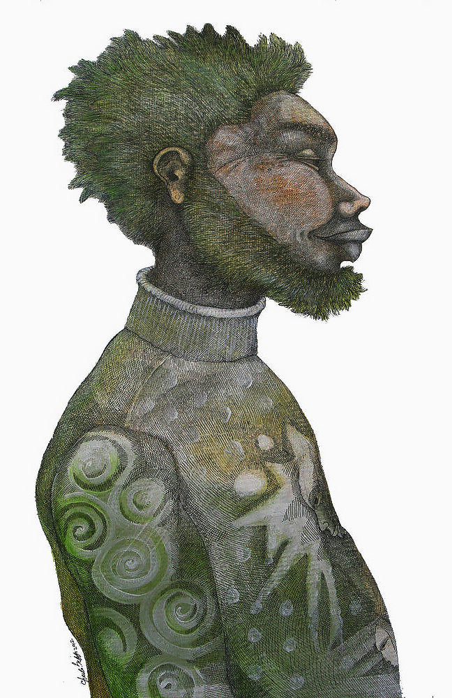 Detail of Man With Green Hair by Charles A. Bibbs