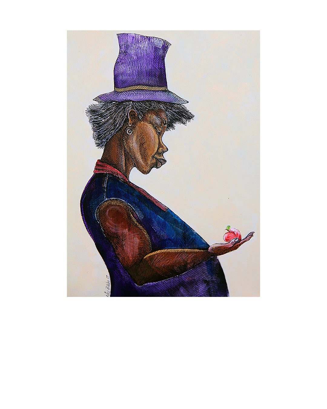 Lady And Her Peach — original artwork by Charles A. Bibbs