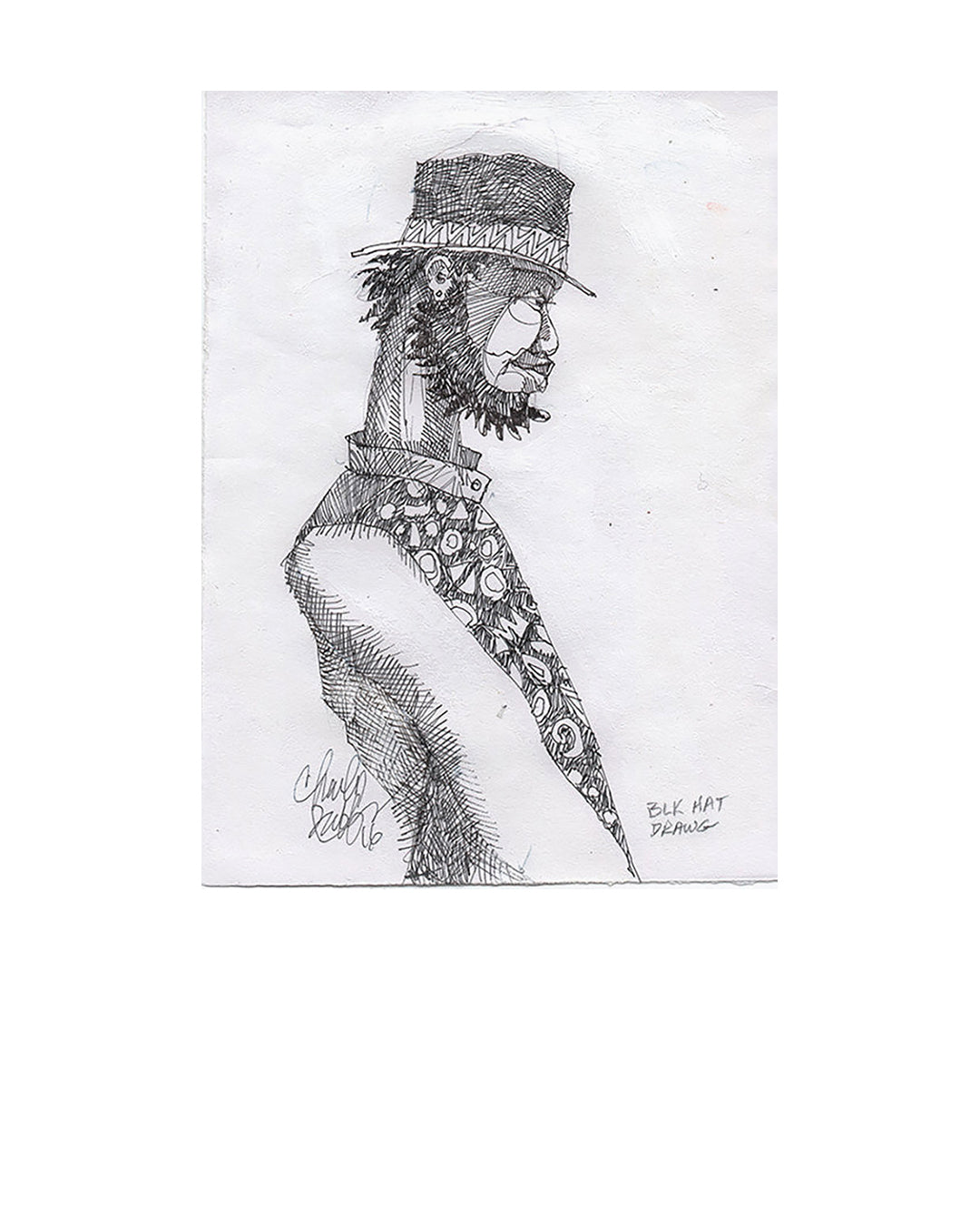 Black Hat Drawing — original artwork by Charles A. Bibbs